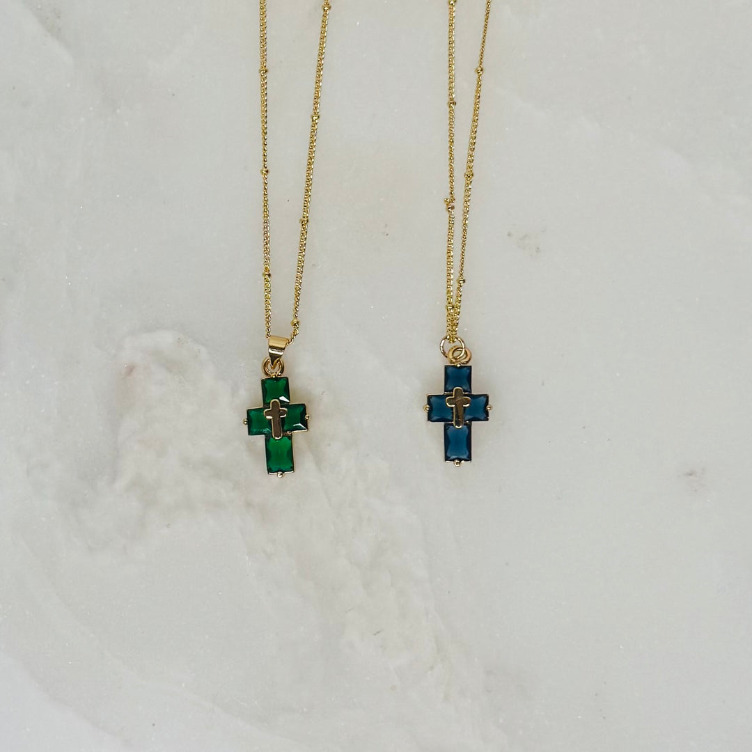 Dainty Crystal Cross Necklace