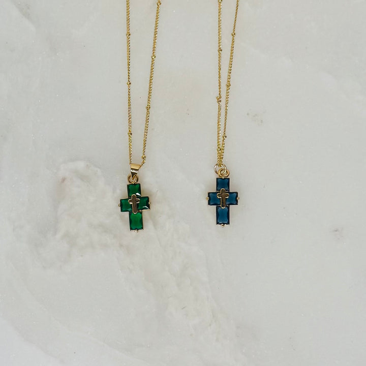 Dainty Crystal Cross Necklace