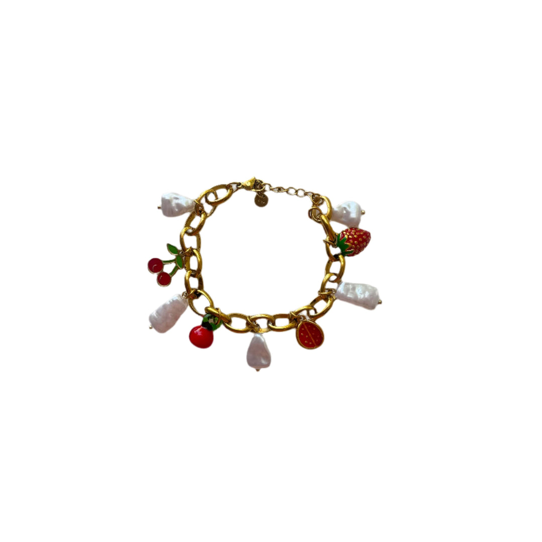Dolce Pearl and Cherries Charm Bracelet