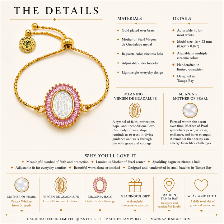 Virgen de Guadalupe Mother of Pearl Gold Bracelet
