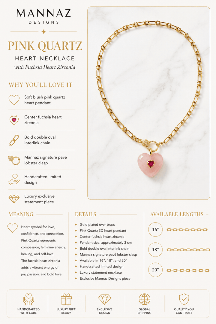 Amour Rose Quartz Heart Necklace