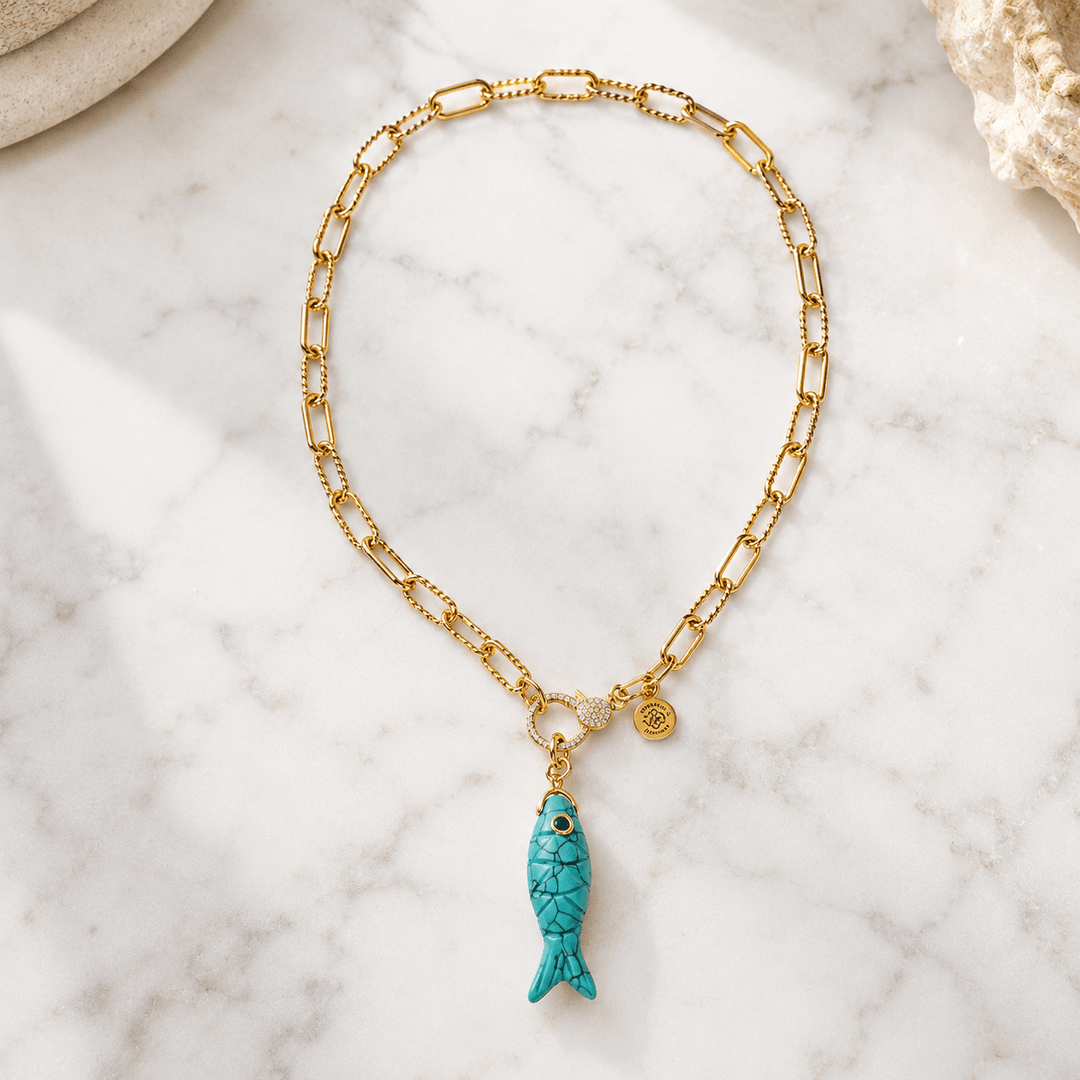 Turquoise Fish Necklace | Protection &amp; Abundance Gemstone Jewelry