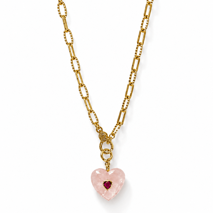 Amour Rose Quartz Heart Necklace