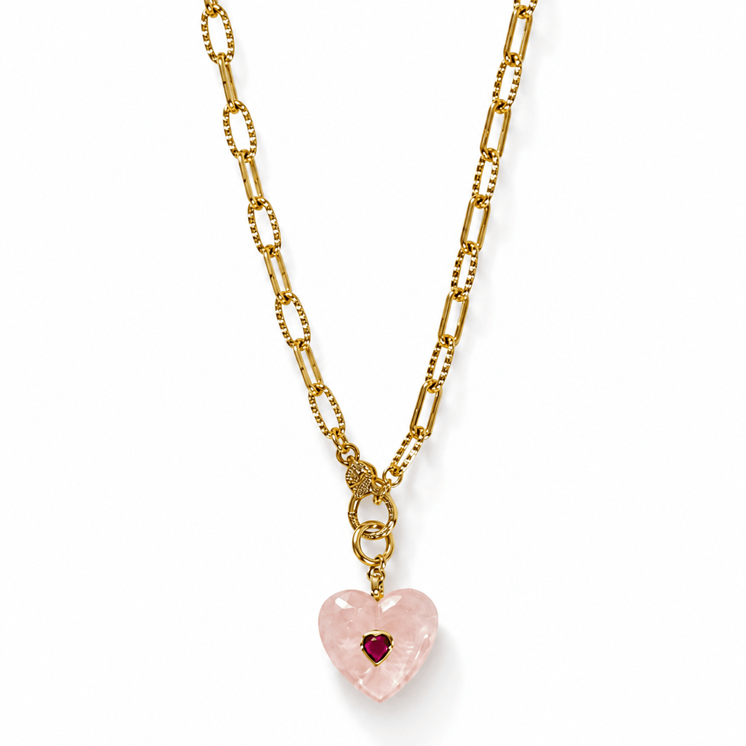 Amour Rose Quartz Heart Necklace