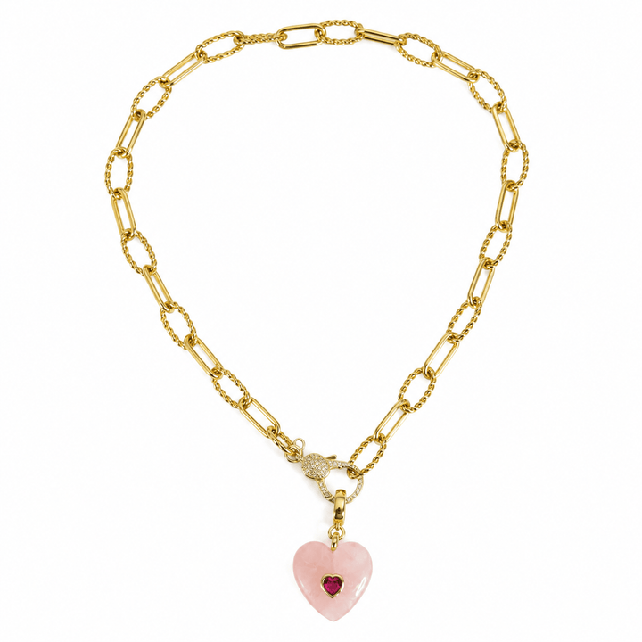 Amour Rose Quartz Heart Necklace