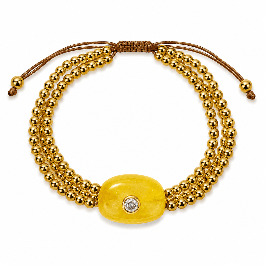 The Intention Bracelet — Gemstone Macramé Gold Beaded Bracelet