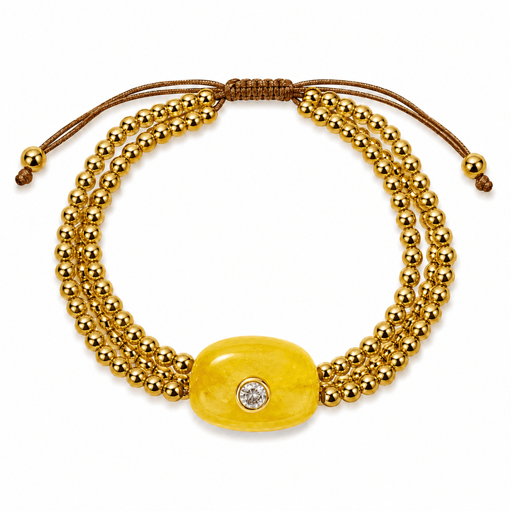 The Intention Bracelet — Gemstone Macramé Gold Beaded Bracelet