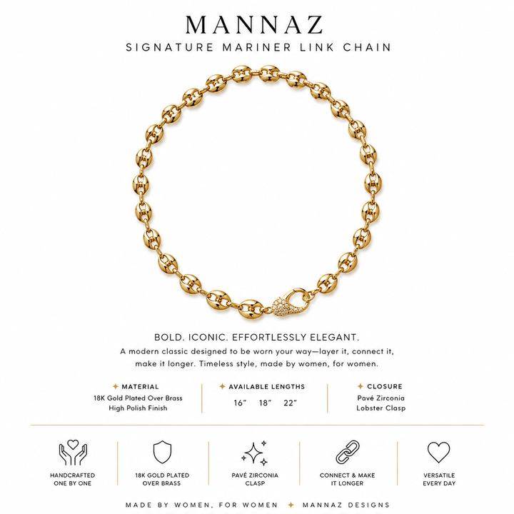 Mannaz Mariner Gold Chain Necklace – Exclusive Chain