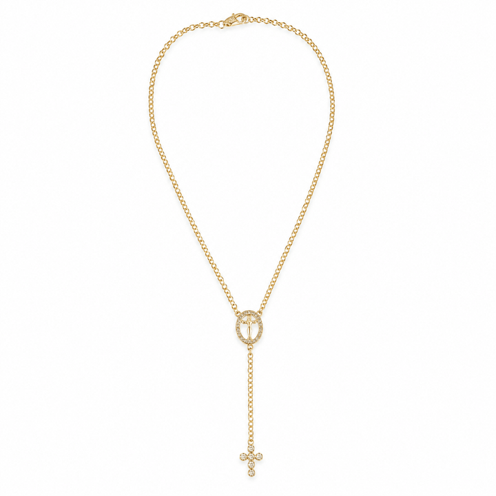 Sacred Crucifix Rosary Lariat Necklace