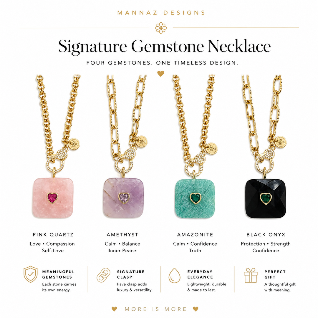 Square Gemstone Necklace
