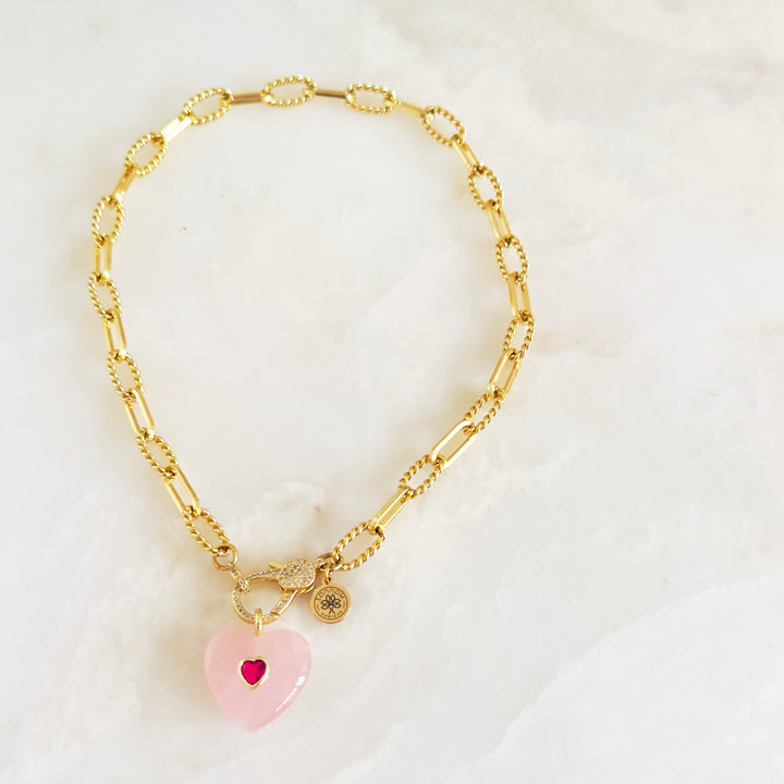 Amour Rose Quartz Heart Necklace
