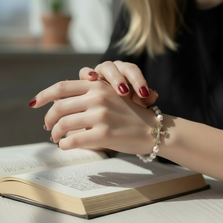 Pearl Cross Bracelet
