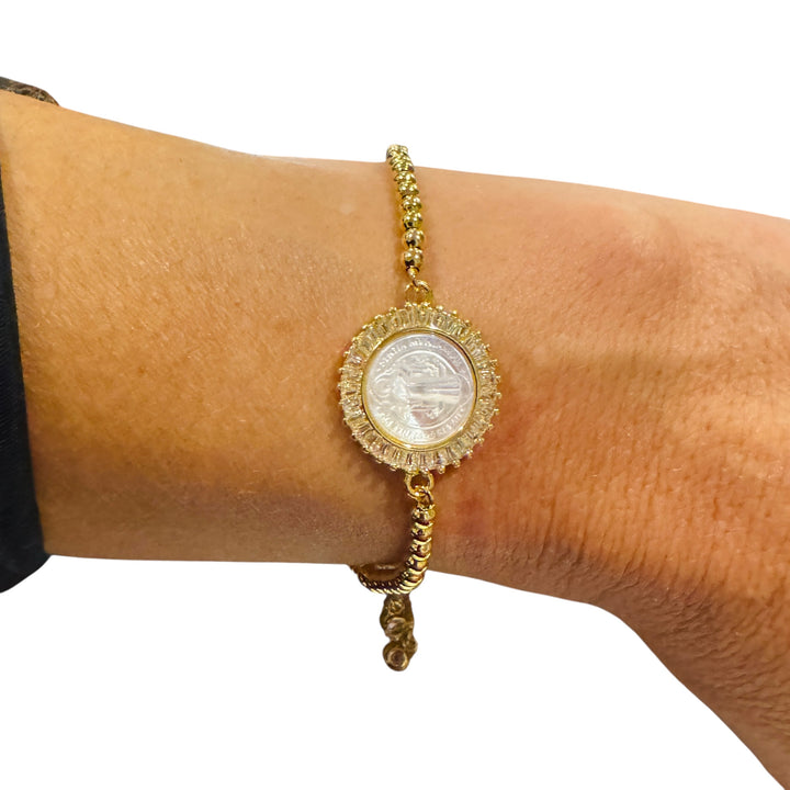 San Benedict Mother of Pearl Protection Slider Bracelet