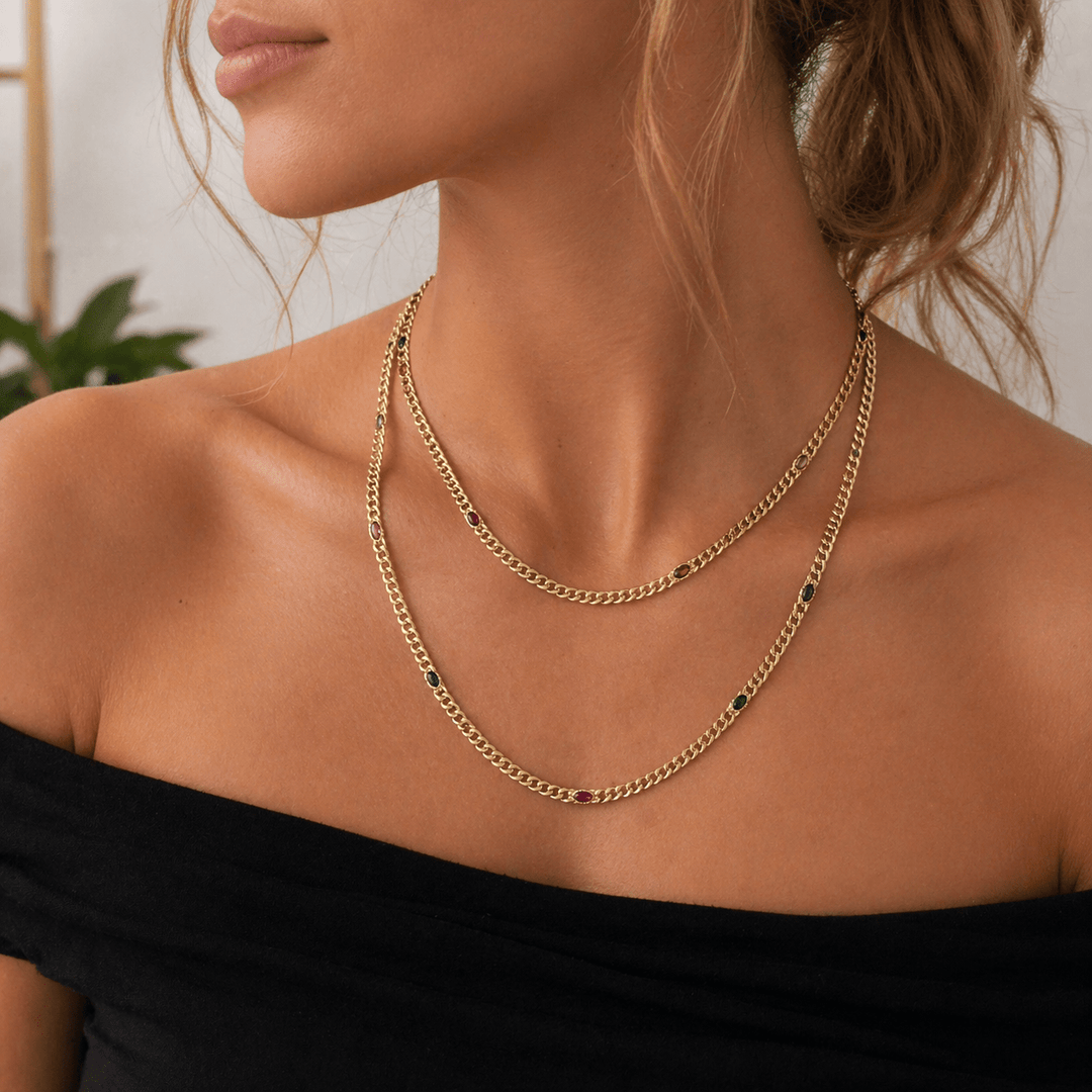 Rainbow Satellite Cuban Chain Necklace