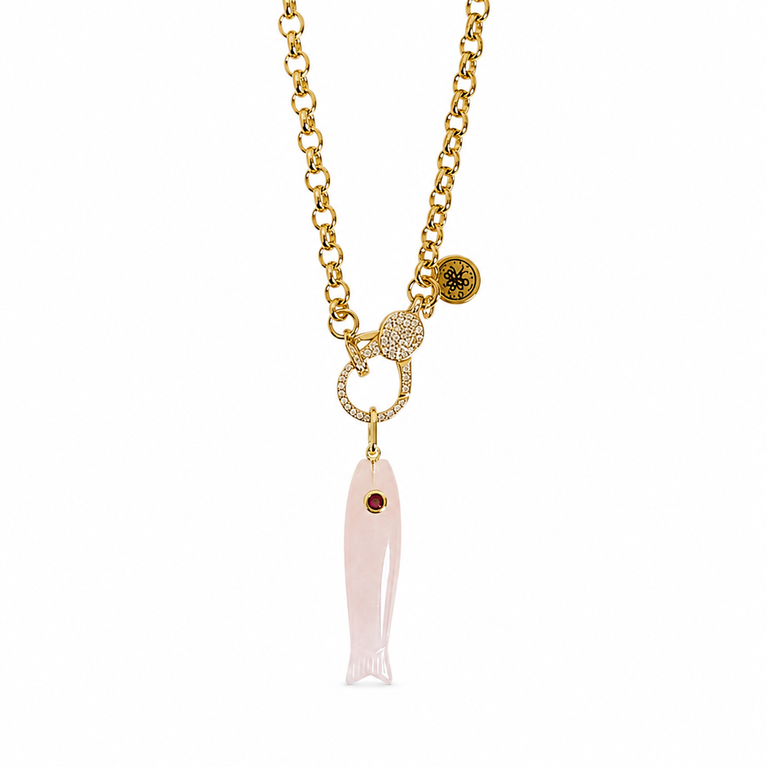 Gemstone Fish Necklace | Natural Stone Pendant