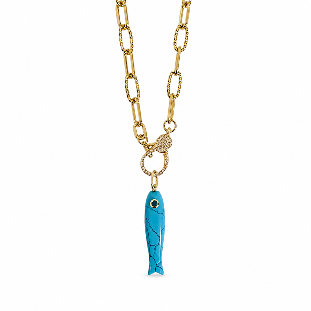 Gemstone Fish Necklace | Natural Stone Pendant