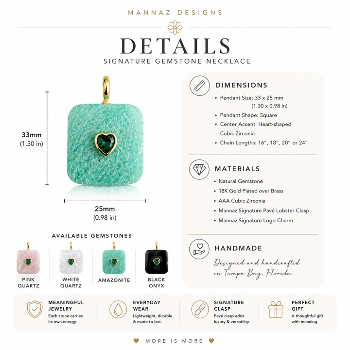 Square Gemstone Necklace