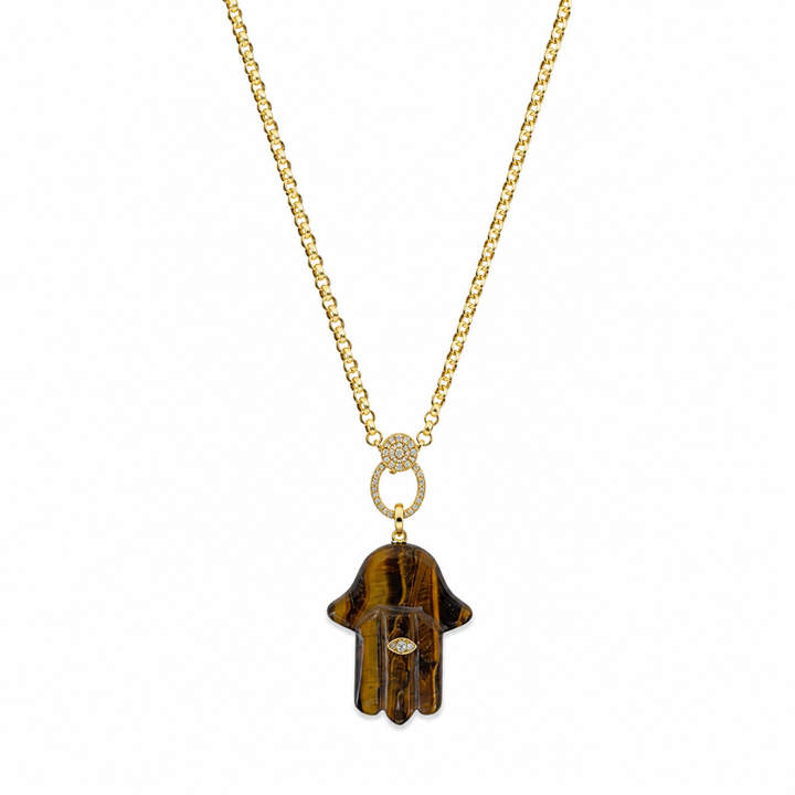 Gemstone Hamsa Necklace