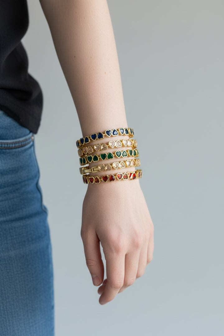 Love Heart Zirconia Tennis Bracelet