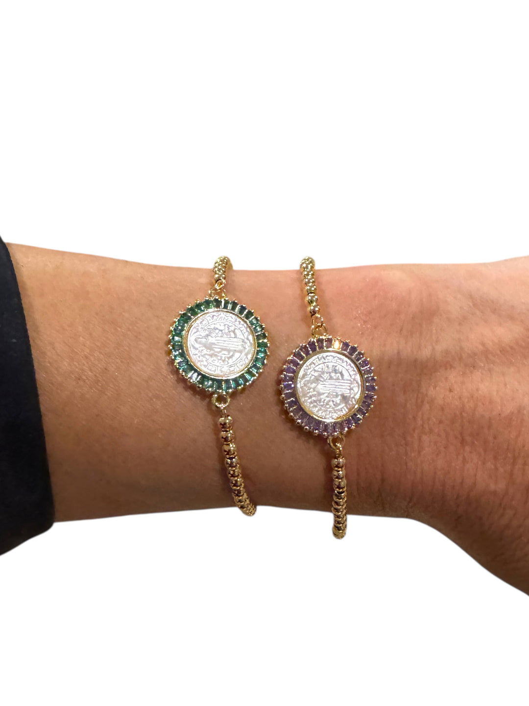 San Benedict Mother of Pearl Protection Slider Bracelet