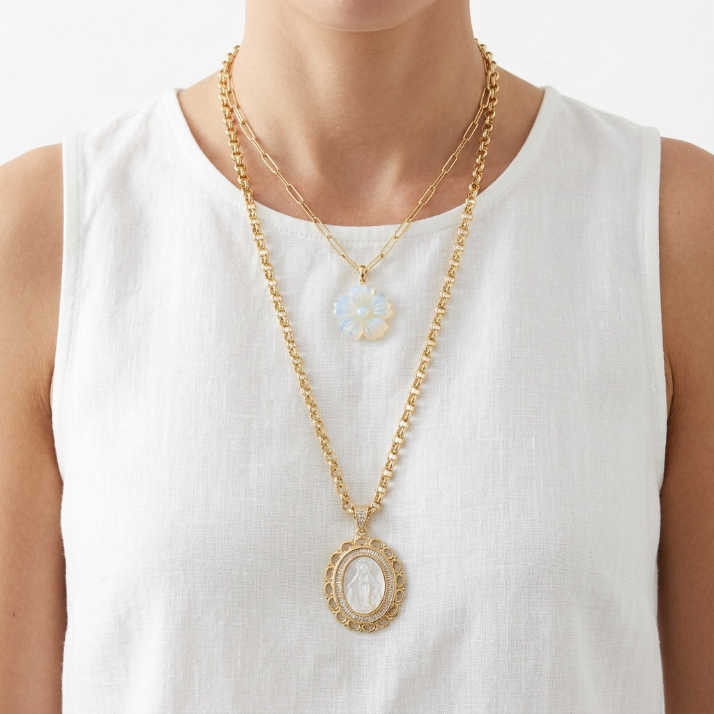 Our Lady of Grace Mother of Pearl Necklace