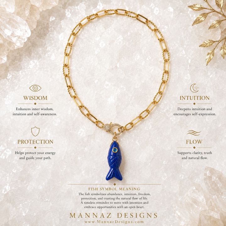 Lapis Fish Necklace | Wisdom &amp; Abundance Gemstone Jewelry