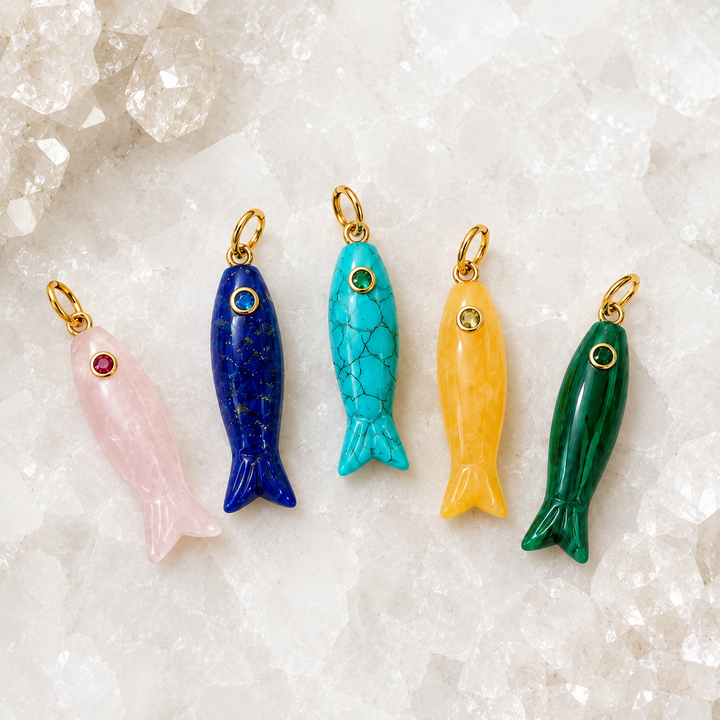 Gemstone Fish Necklace | Natural Stone Pendant