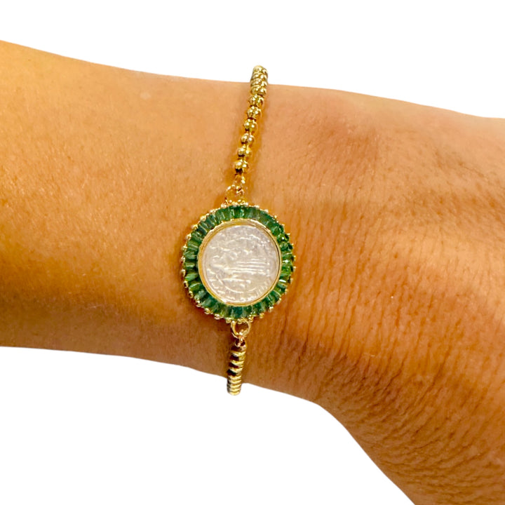 San Benedict Mother of Pearl Protection Slider Bracelet