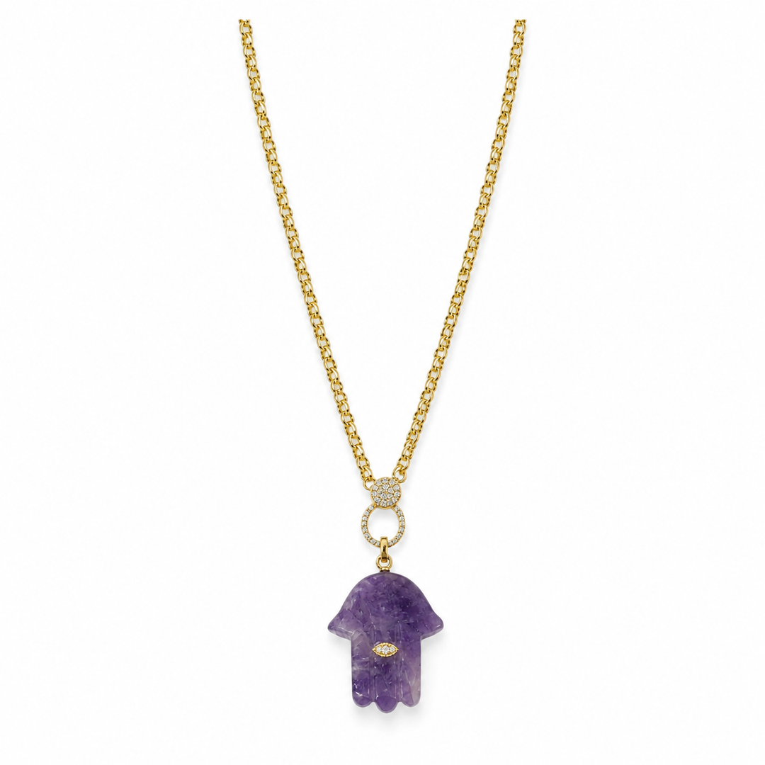 Gemstone Hamsa Necklace