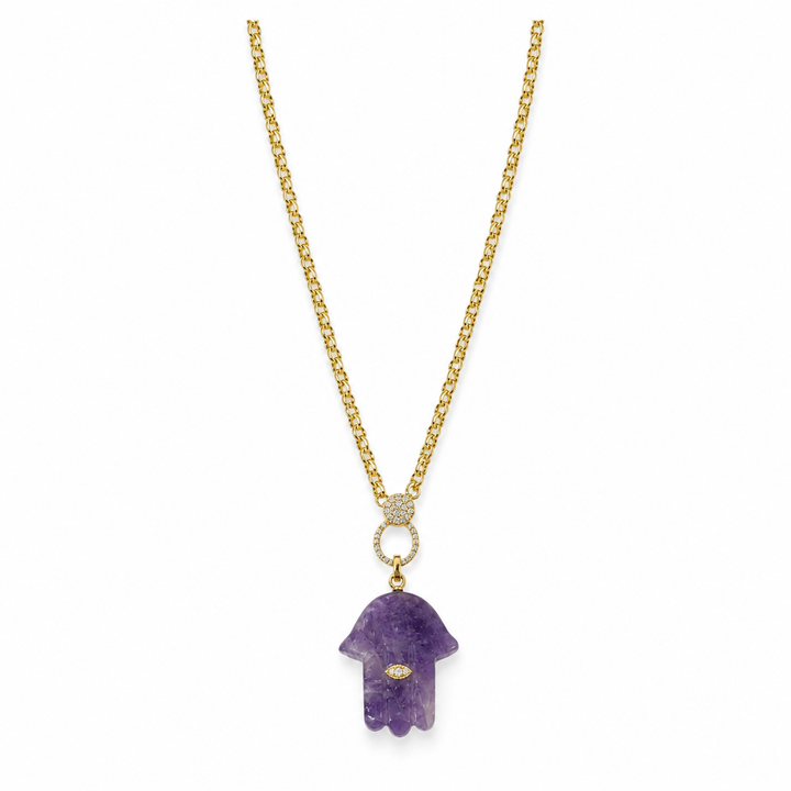 Gemstone Hamsa Necklace