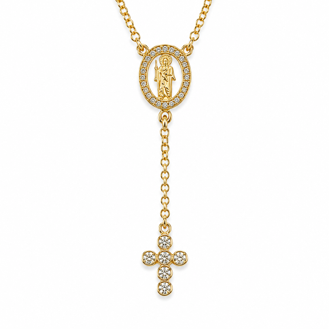 Saint Jude Rosary Lariat Necklace