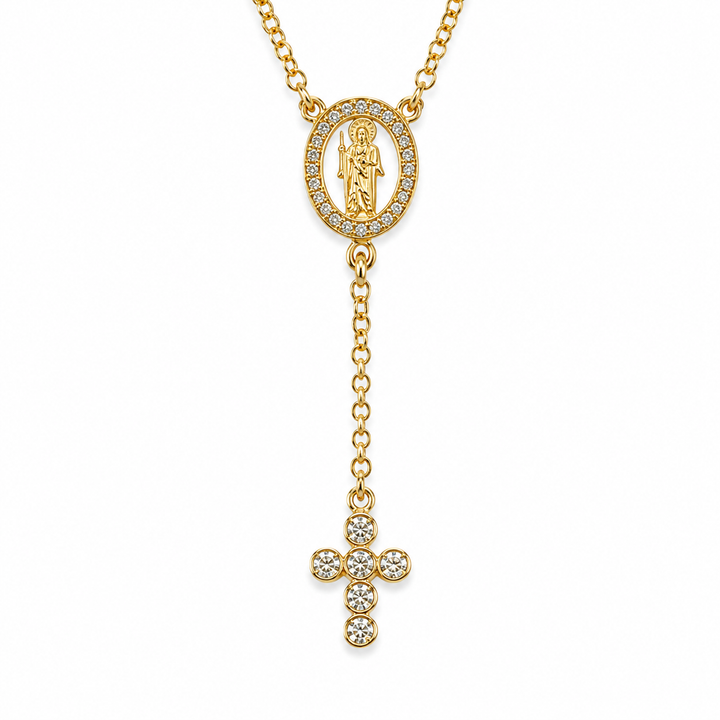 Saint Jude Rosary Lariat Necklace