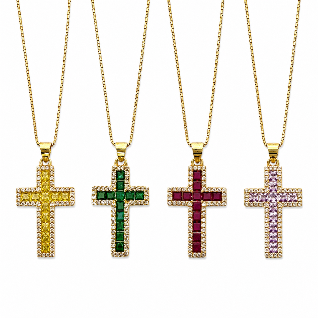 Cross Baguette Zirconia Necklace