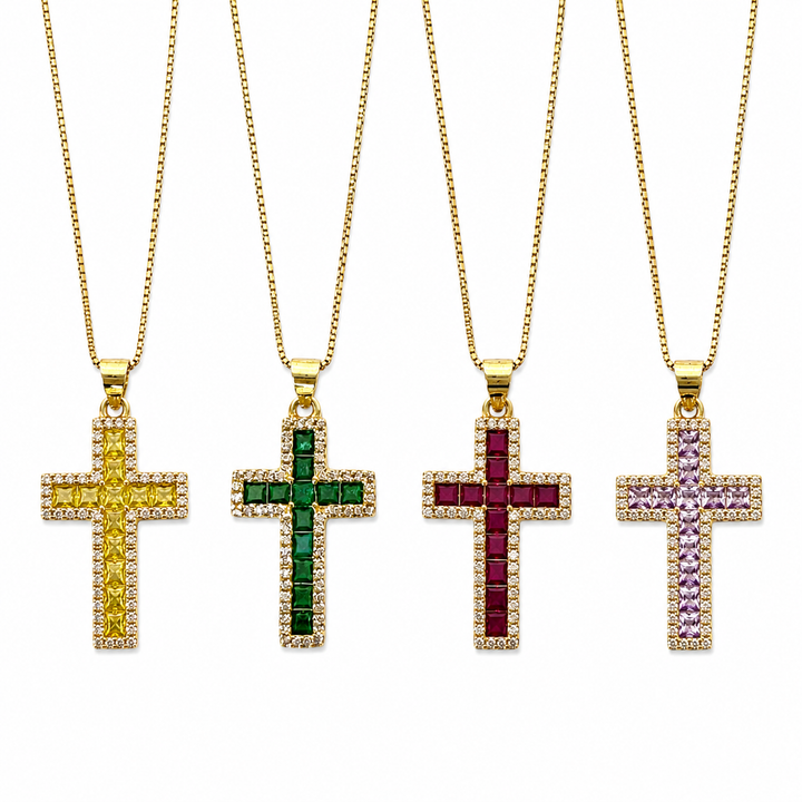 Cross Baguette Zirconia Necklace