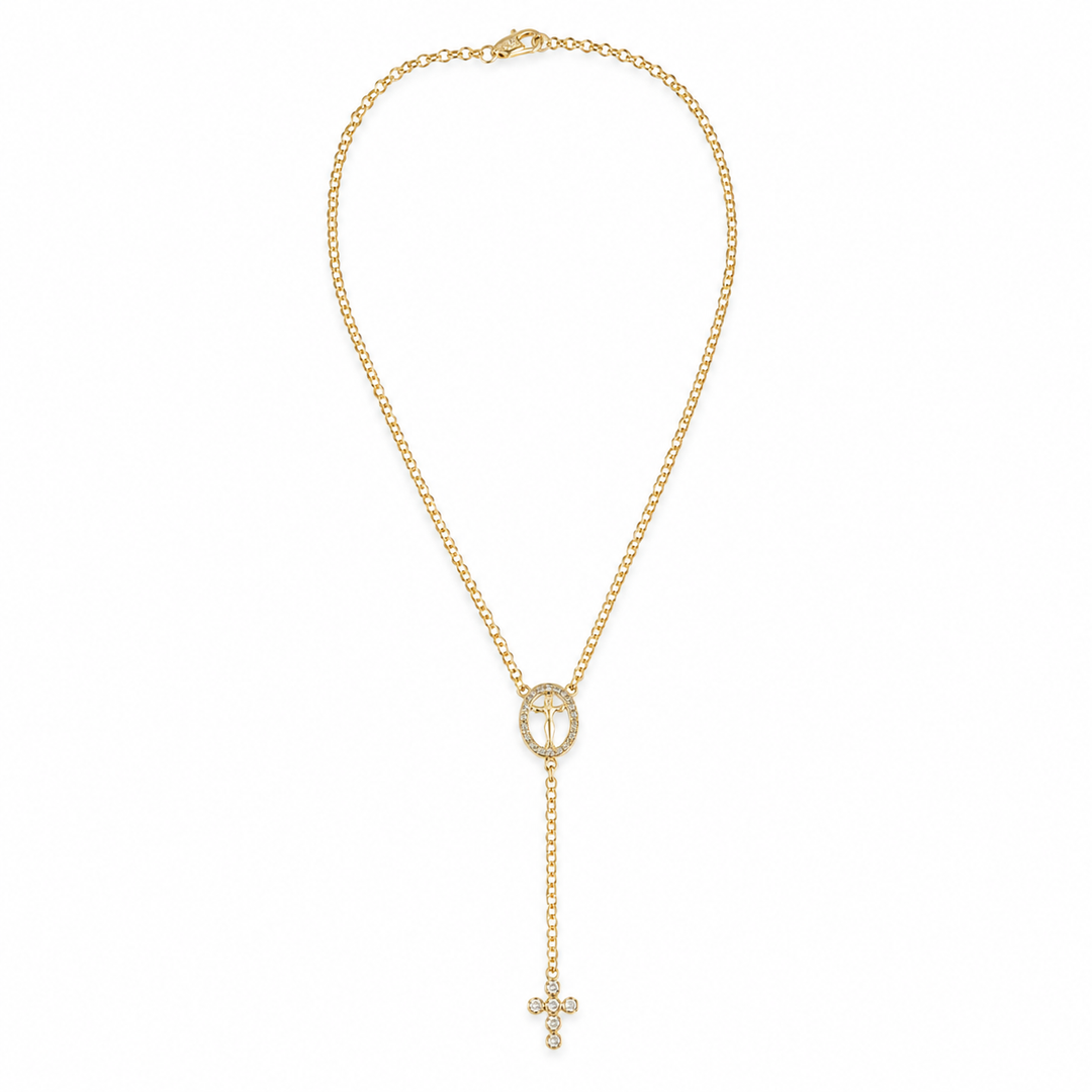 Sacred Crucifix Rosary Lariat Necklace