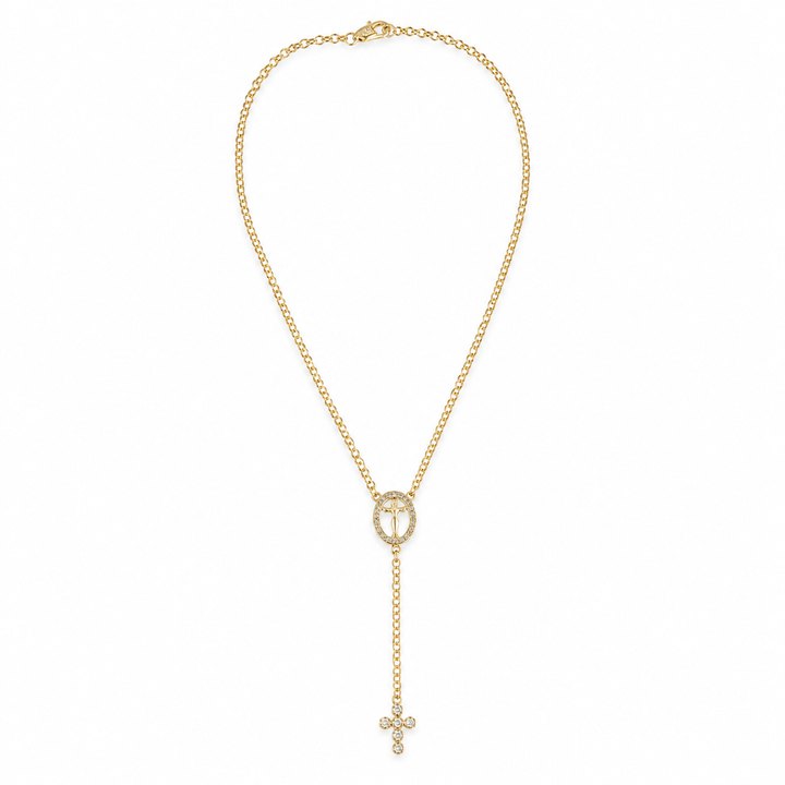 Sacred Crucifix Rosary Lariat Necklace