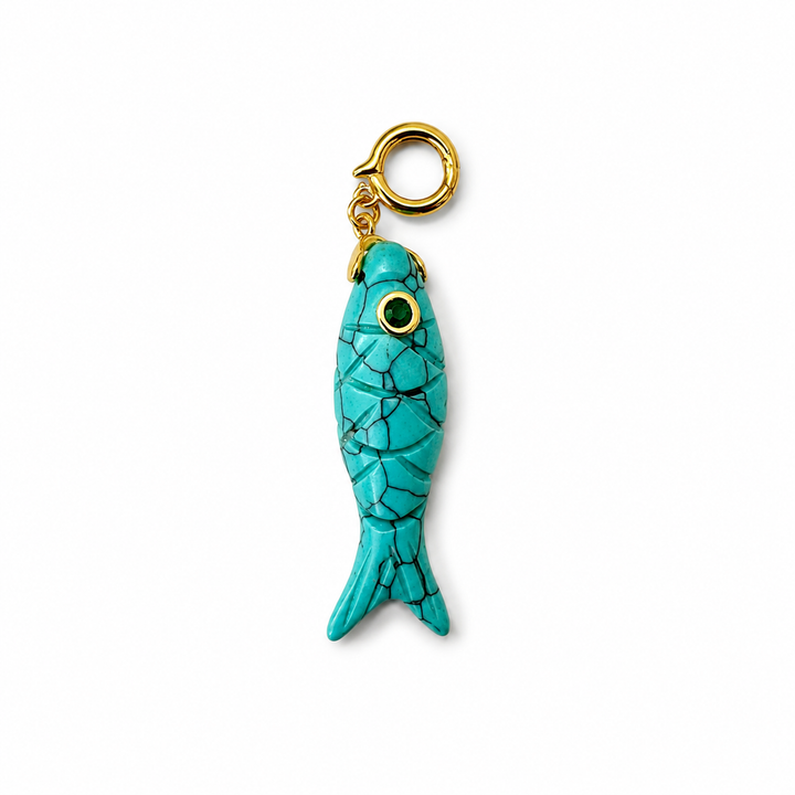 Gemstone Fish Clip-On Pendant