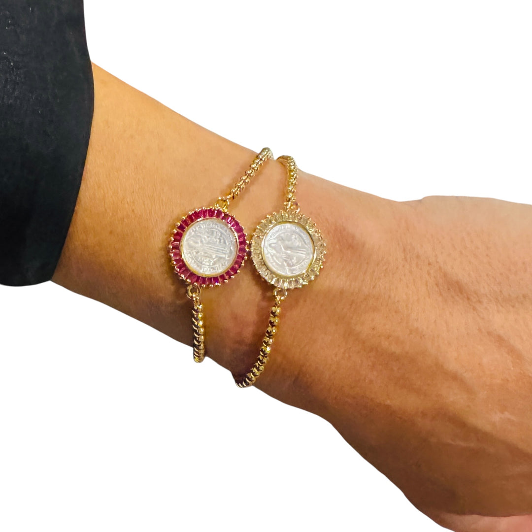San Benedict Mother of Pearl Protection Slider Bracelet