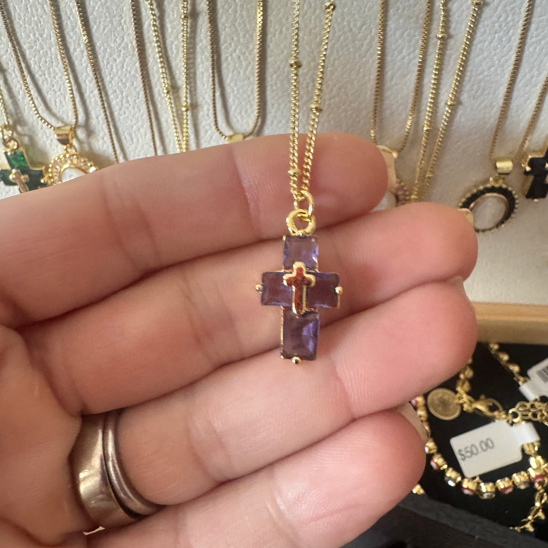 Dainty Crystal Cross Necklace