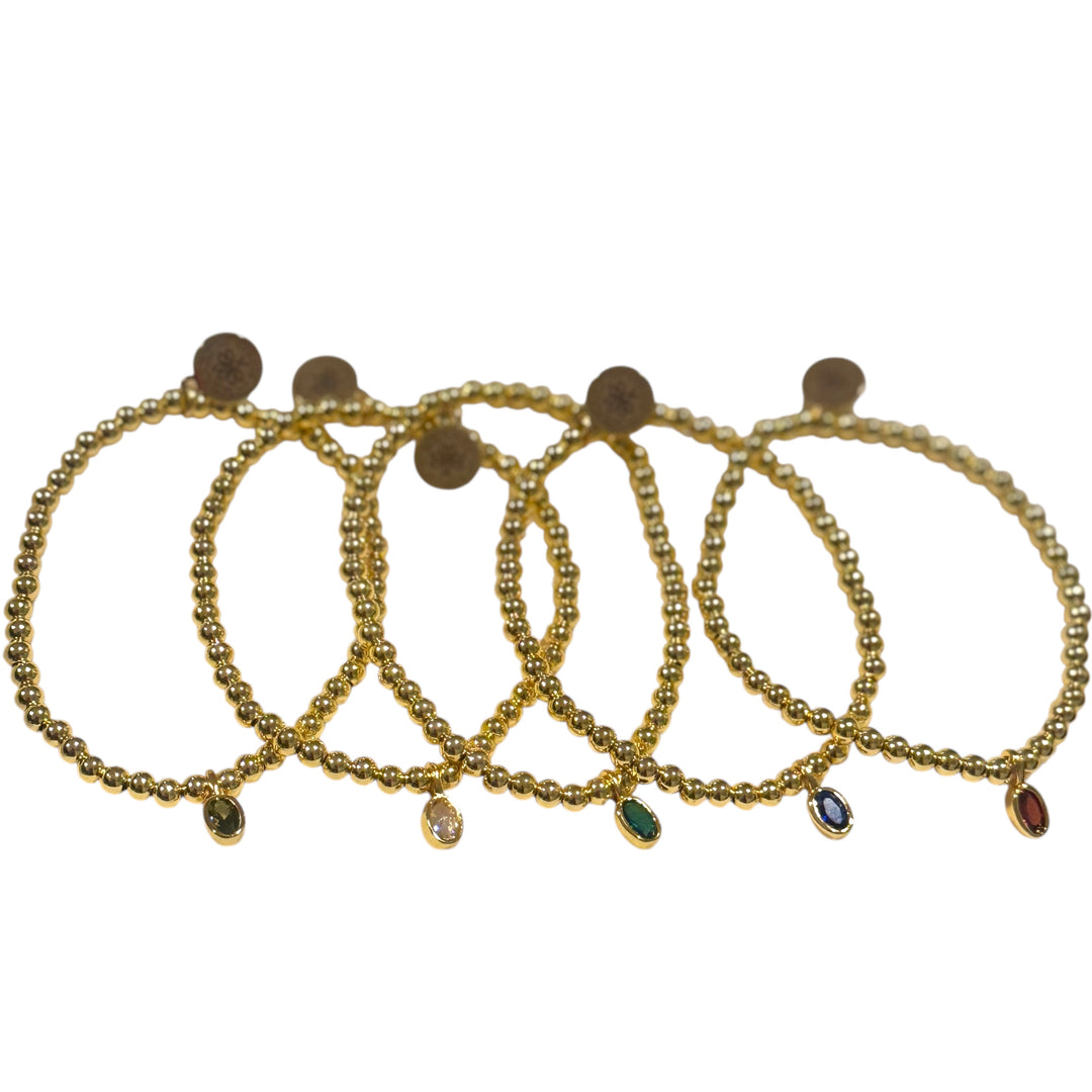 Gem Drop Gold Bead Bracelet