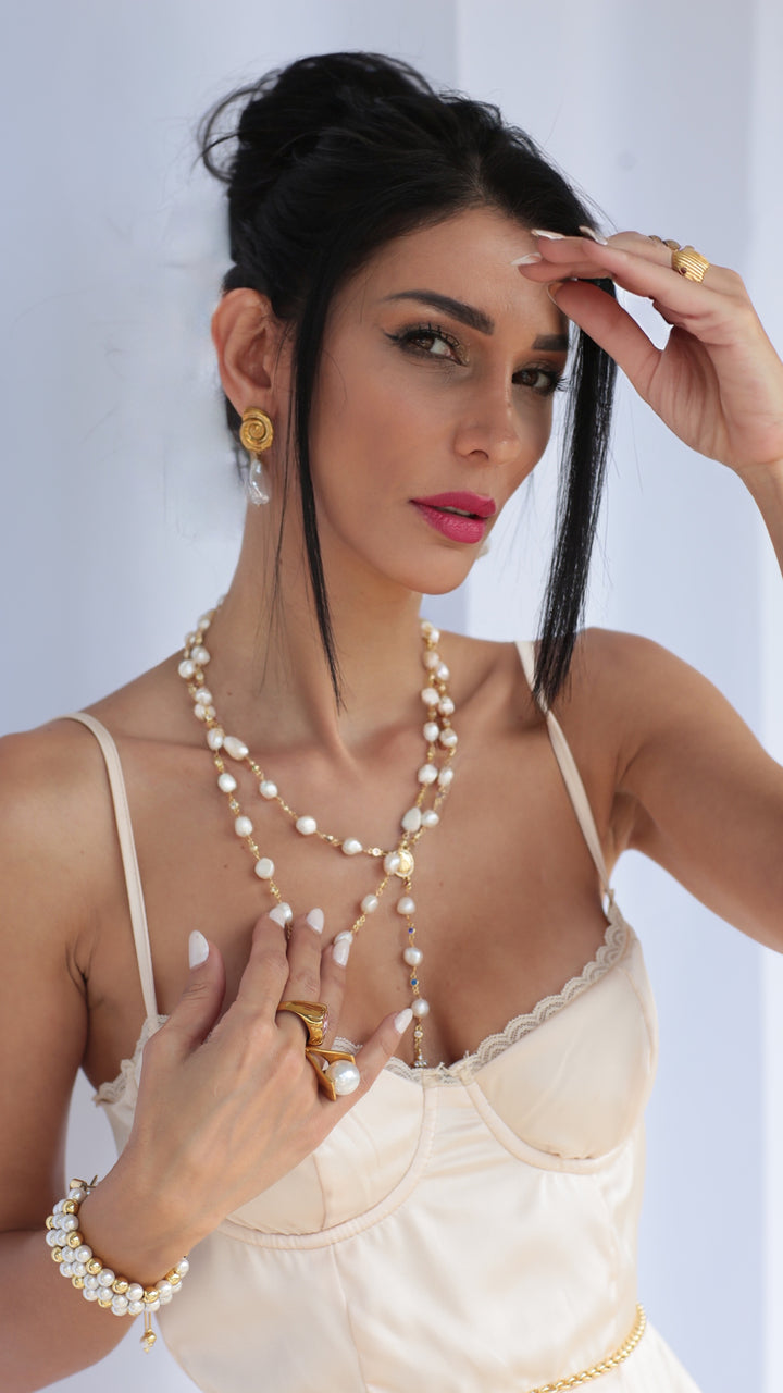 María Rosario Pearl Lariat Necklace