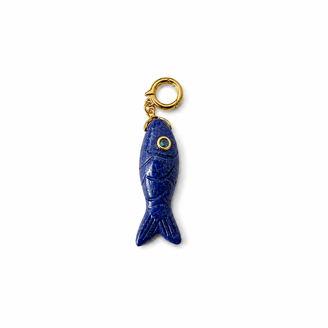 Gemstone Fish Clip-On Pendant