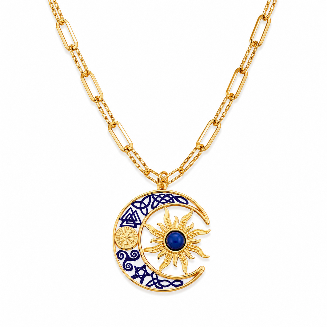 Blue Celestial Sun &amp; Moon Pendant