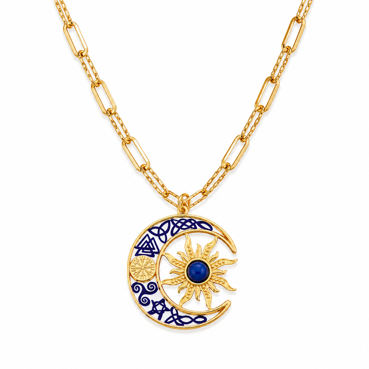 Blue Celestial Sun &amp; Moon Pendant