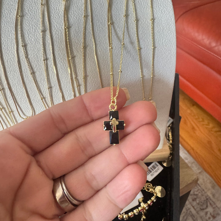 Dainty Crystal Cross Necklace