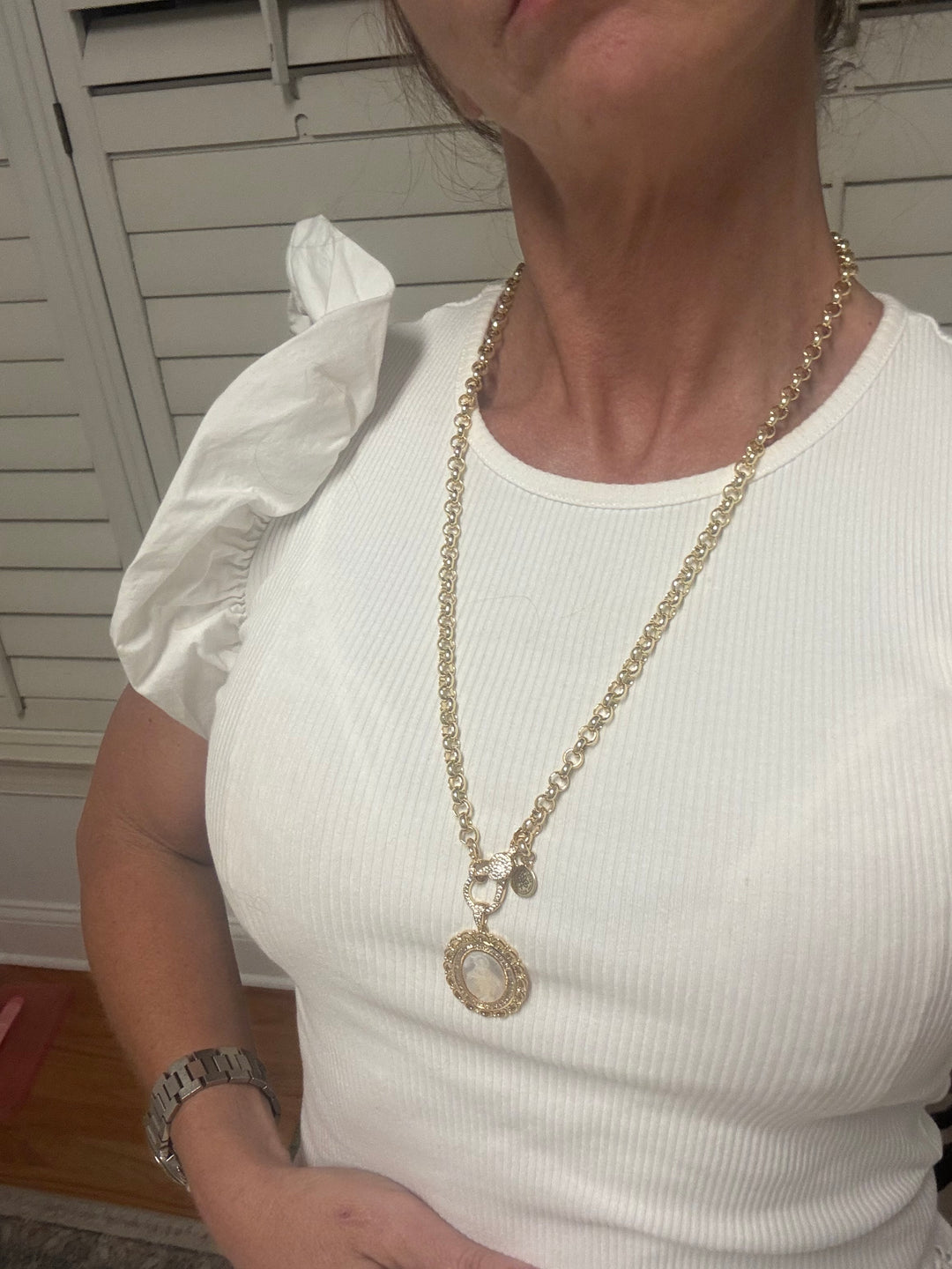Our Lady of Grace Mother of Pearl Necklace