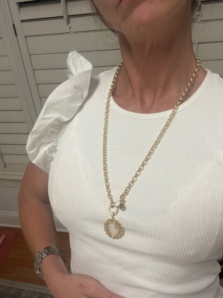 Our Lady of Grace Mother of Pearl Necklace