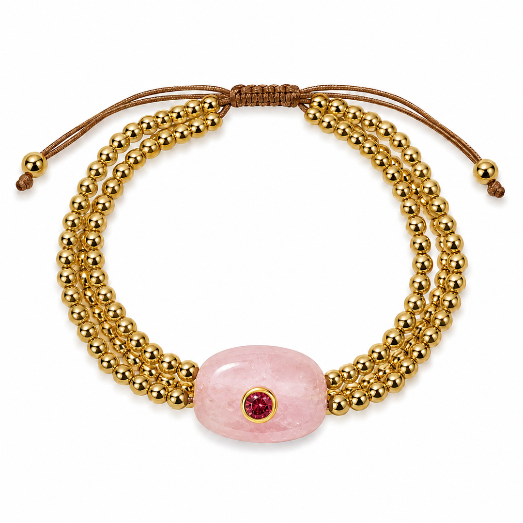 The Intention Bracelet — Gemstone Macramé Gold Beaded Bracelet