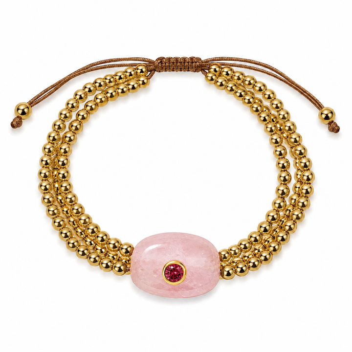 The Intention Bracelet — Gemstone Macramé Gold Beaded Bracelet