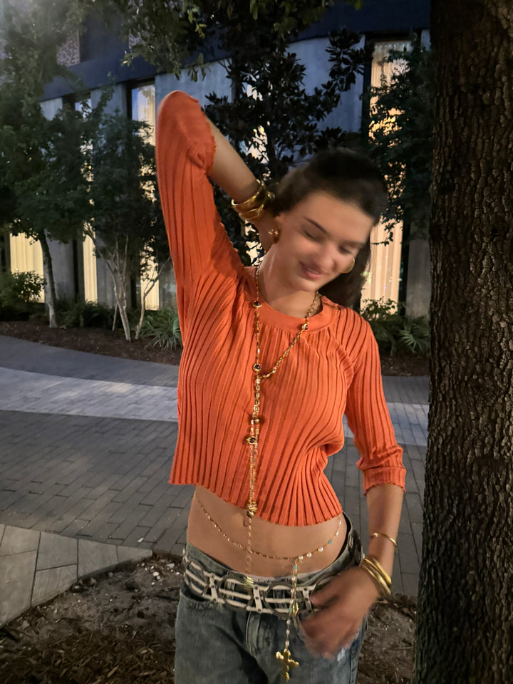 Elizabeth Tiger Eye Lariat Necklace